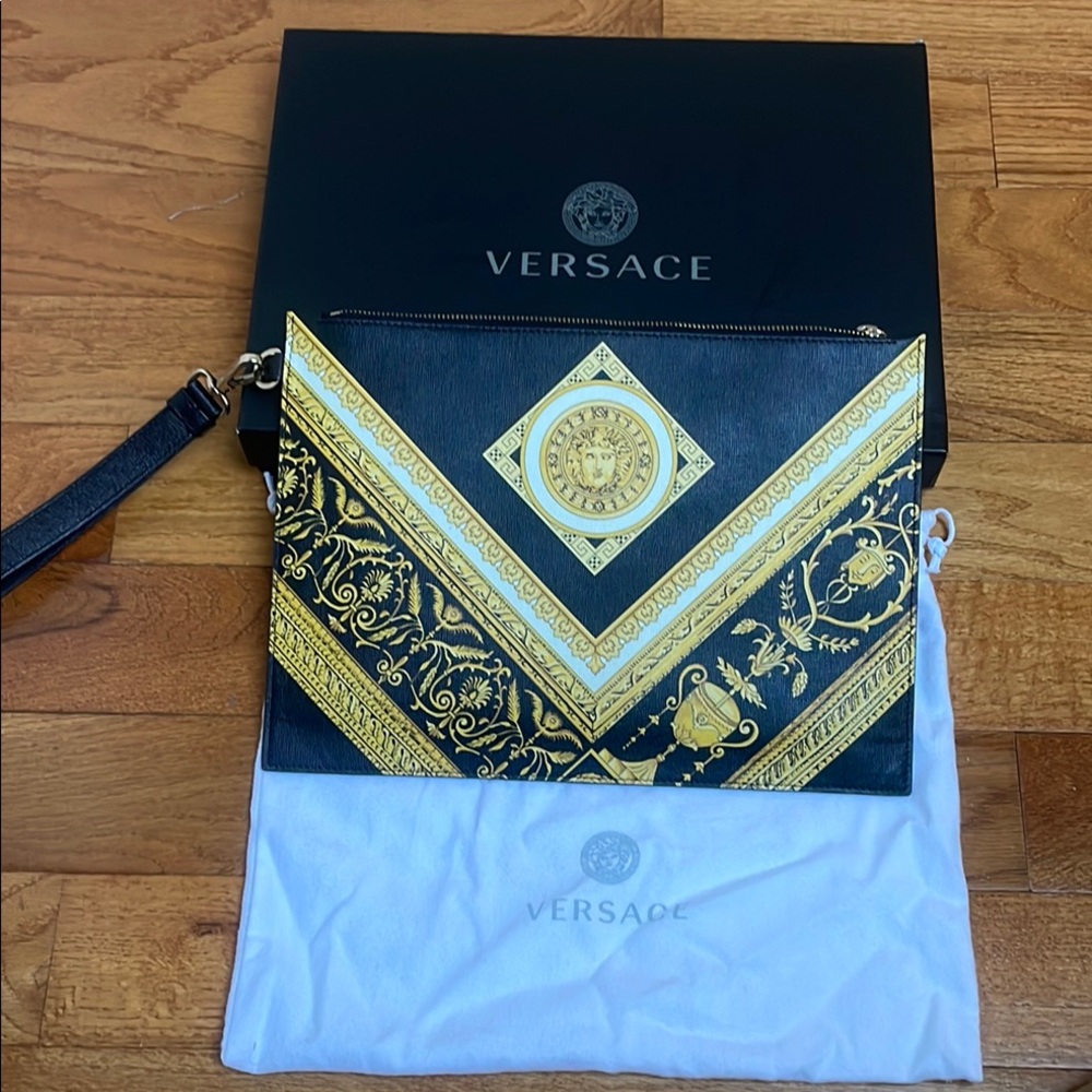 Versace Black and Gold Clutch